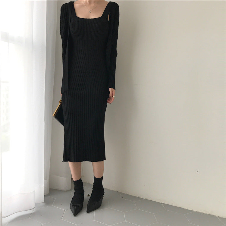 Vintage knitted suspenders bottoming dress