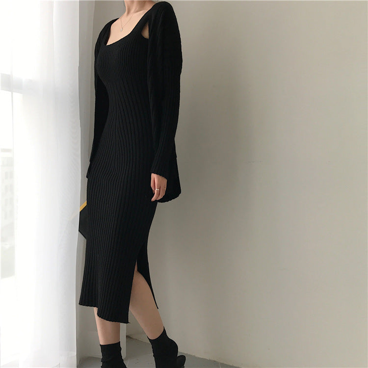 Vintage knitted suspenders bottoming dress