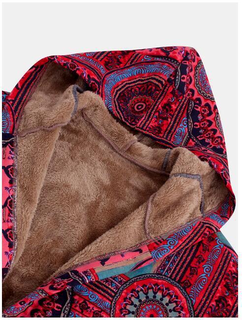 Women Winter Floral Printed Coat Vintage