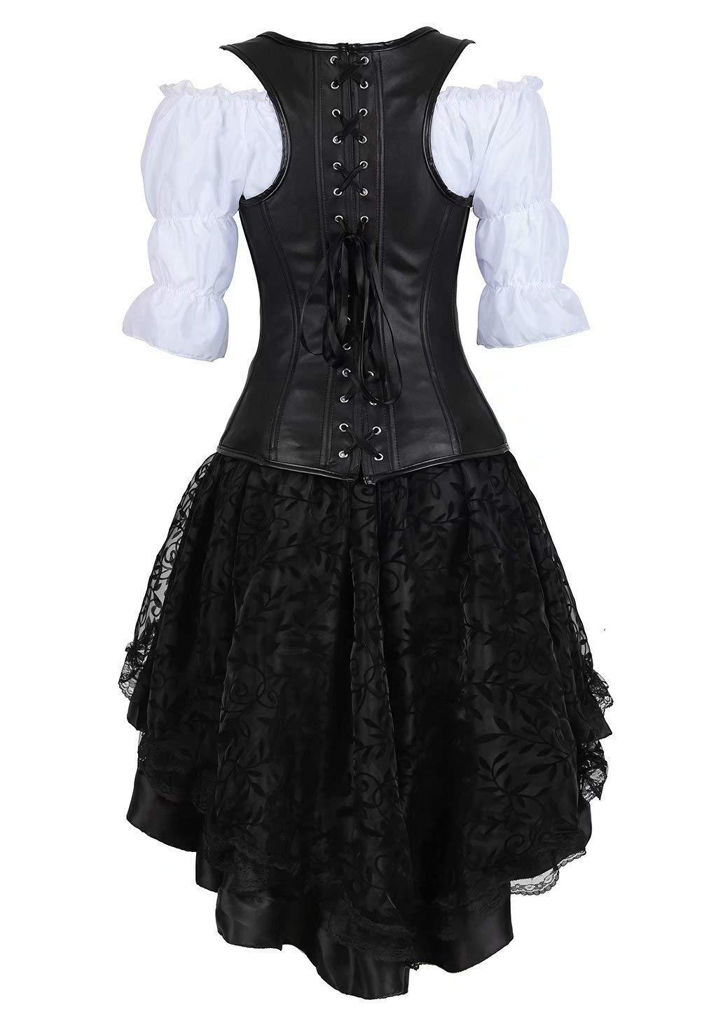 Gothic Leather Vintage Zip Amount Corset Set Of Three