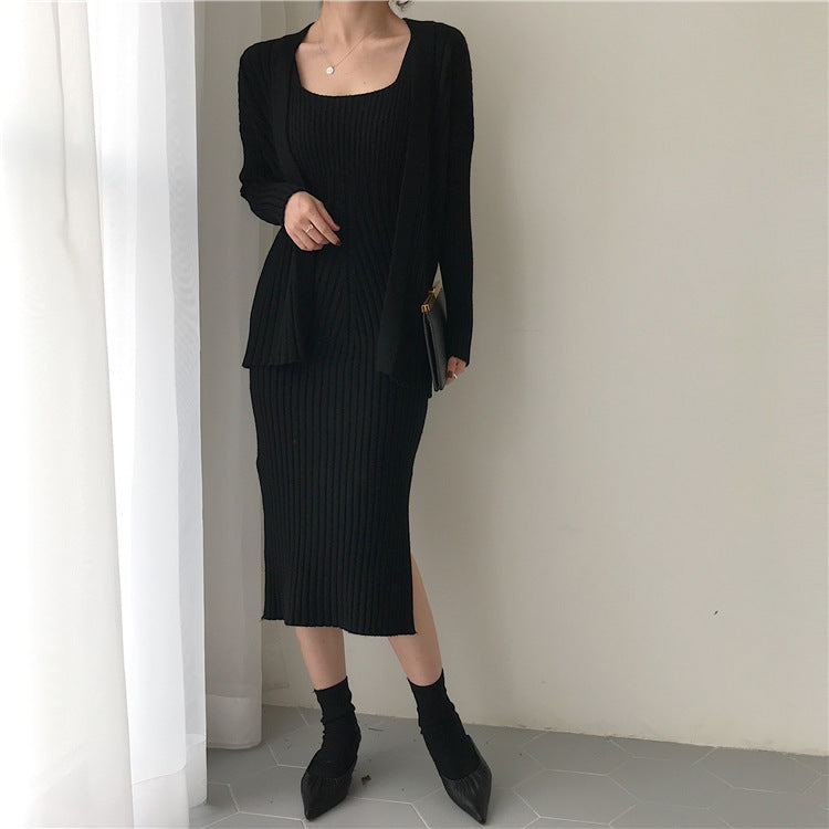 Vintage knitted suspenders bottoming dress