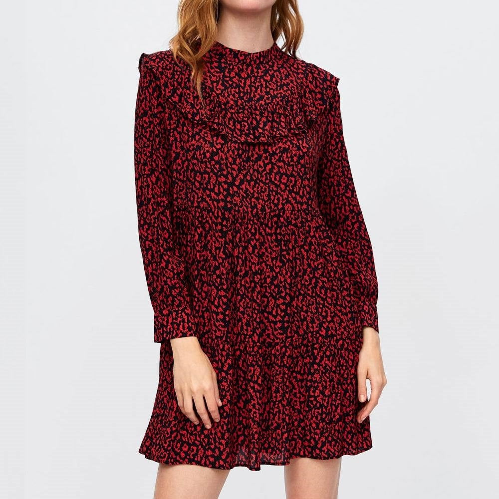 women vintage dress sweet ruffles long sleeve