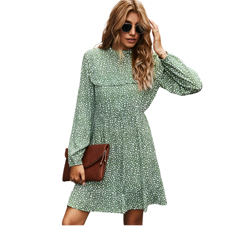 Autumn printed vintage women A-Line dress
