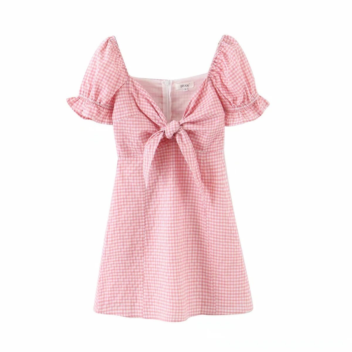 Vintage Bow Plaid Dress