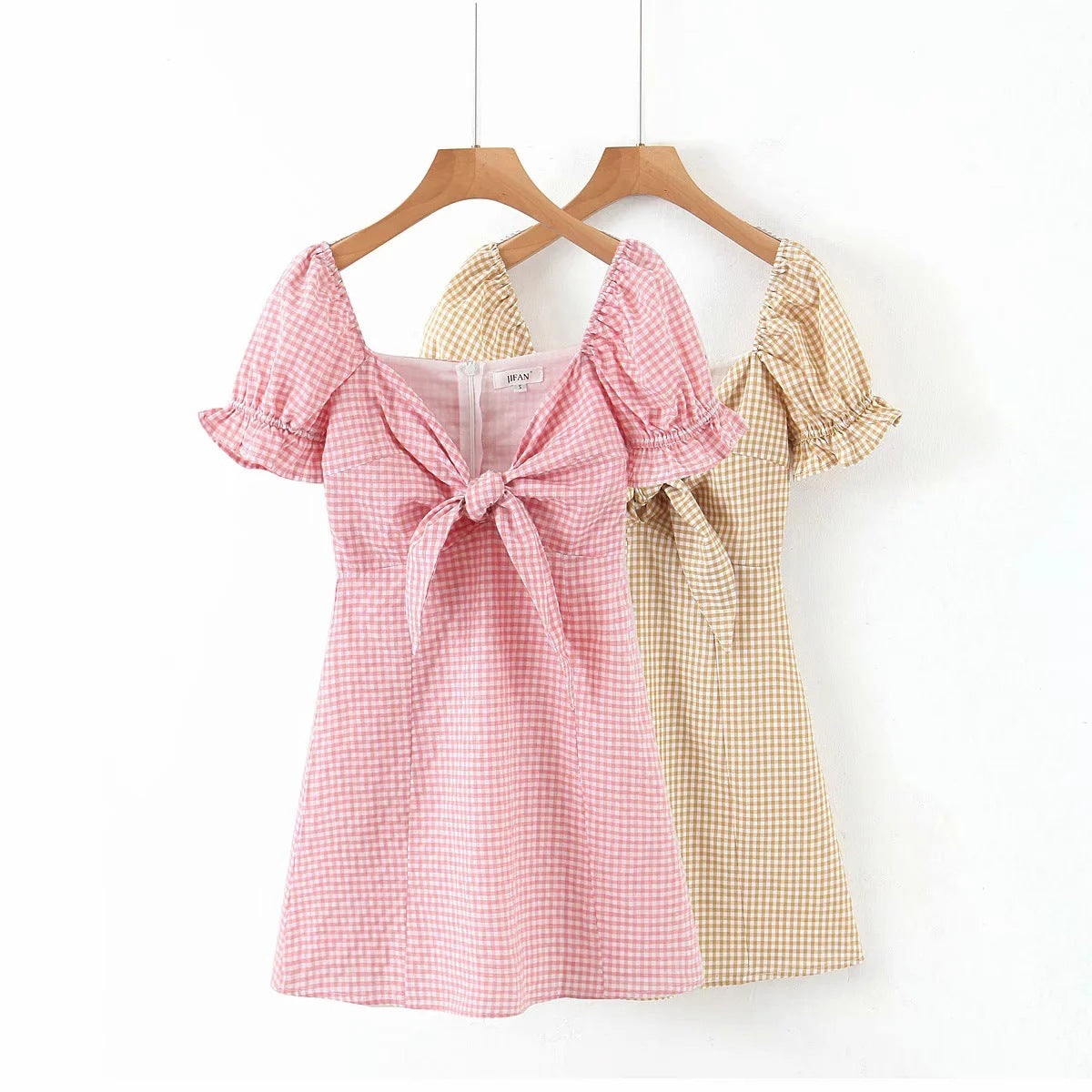 Vintage Bow Plaid Dress