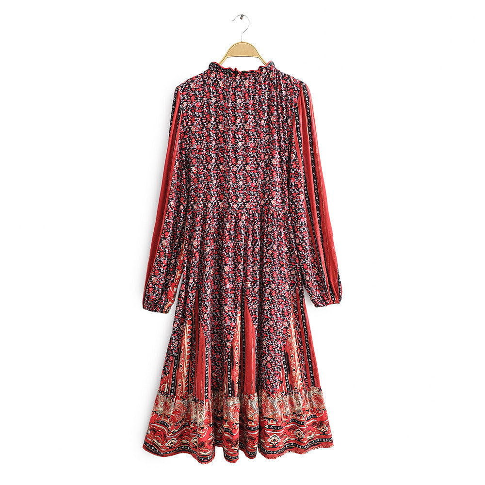 V Neck Sexy Vintage Women Long Dress