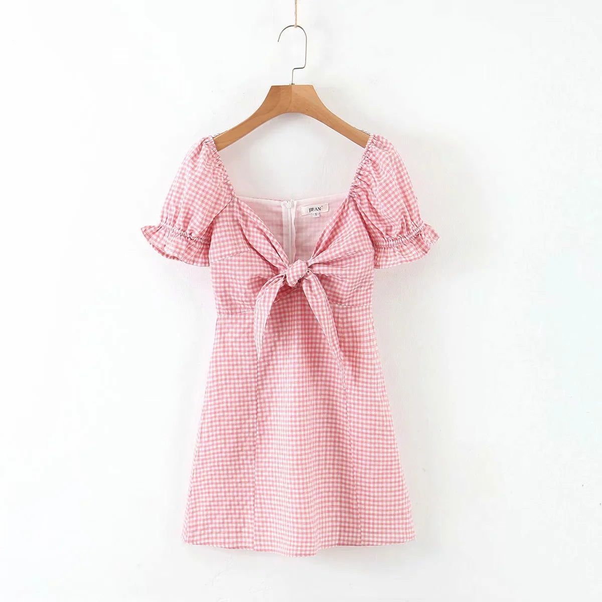 Vintage Bow Plaid Dress