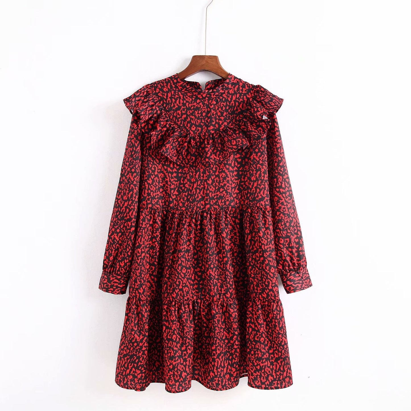 women vintage dress sweet ruffles long sleeve
