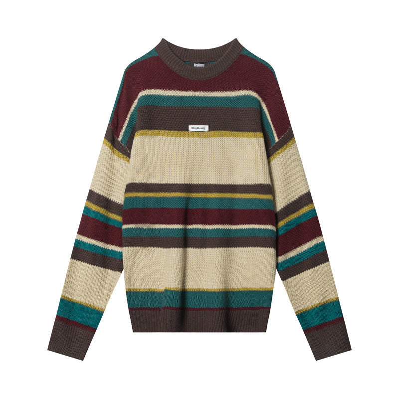 Vintage Stripe Sweater Loose And Idle Women