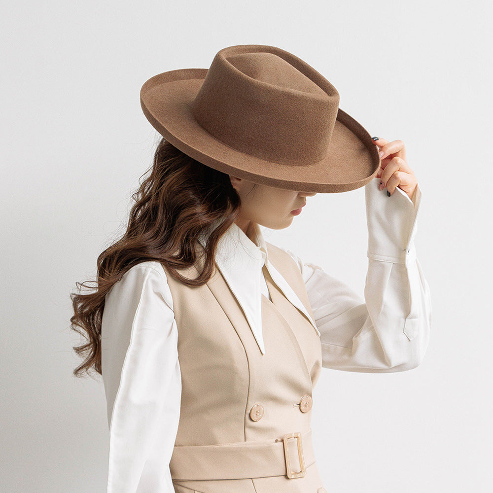 Simple Fashion Wool Top Hat – Vintage Curling Women's Felt Cap