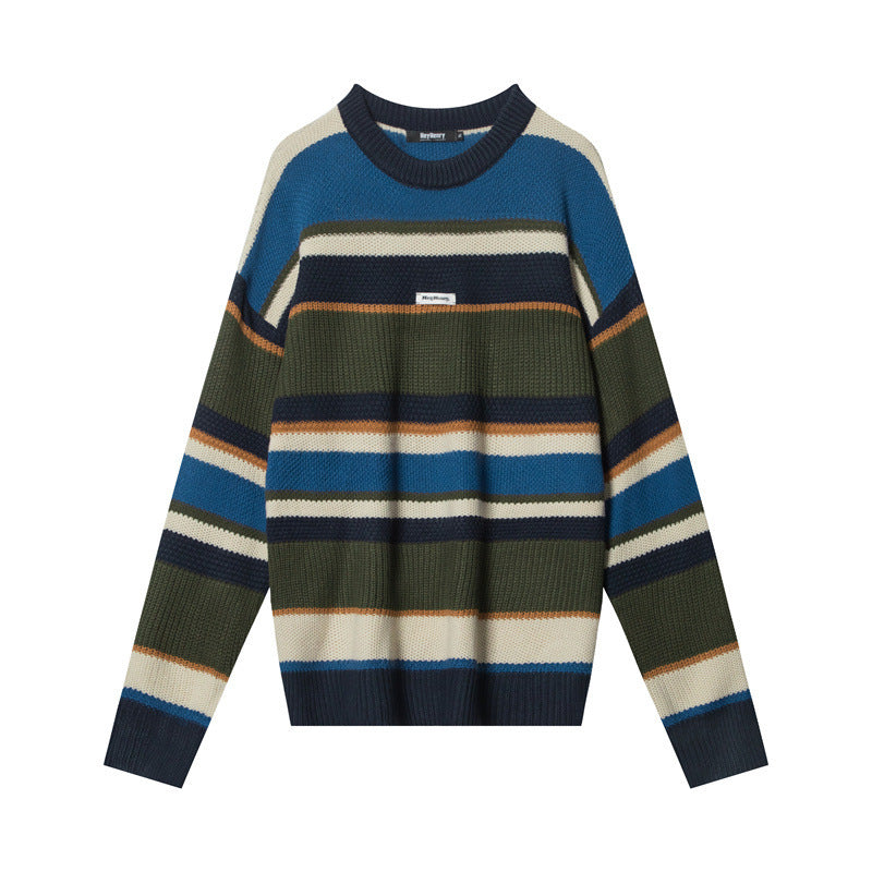 Vintage Stripe Sweater Loose And Idle Women