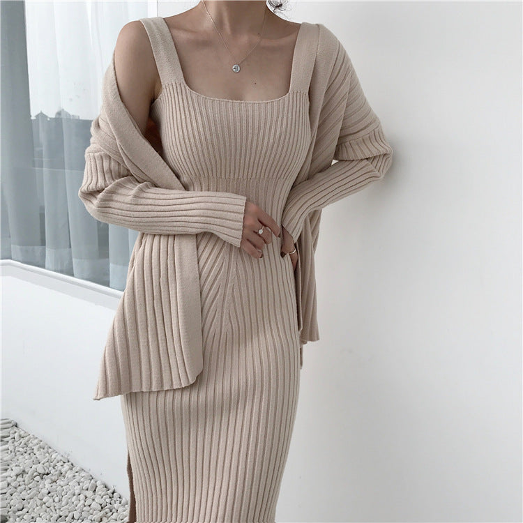Vintage knitted suspenders bottoming dress