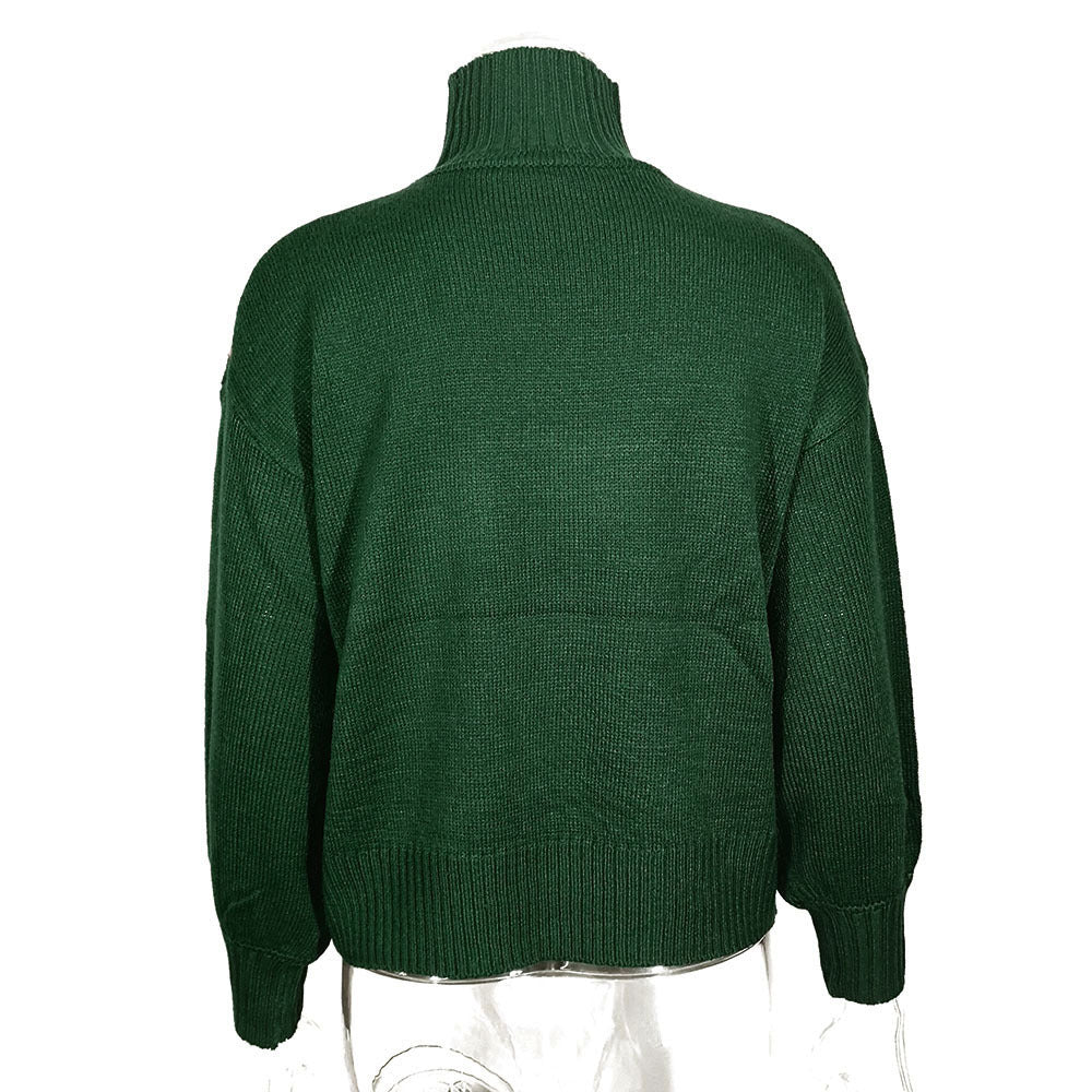 Loose Retro Turtleneck Long Sleeve Sweater for Women