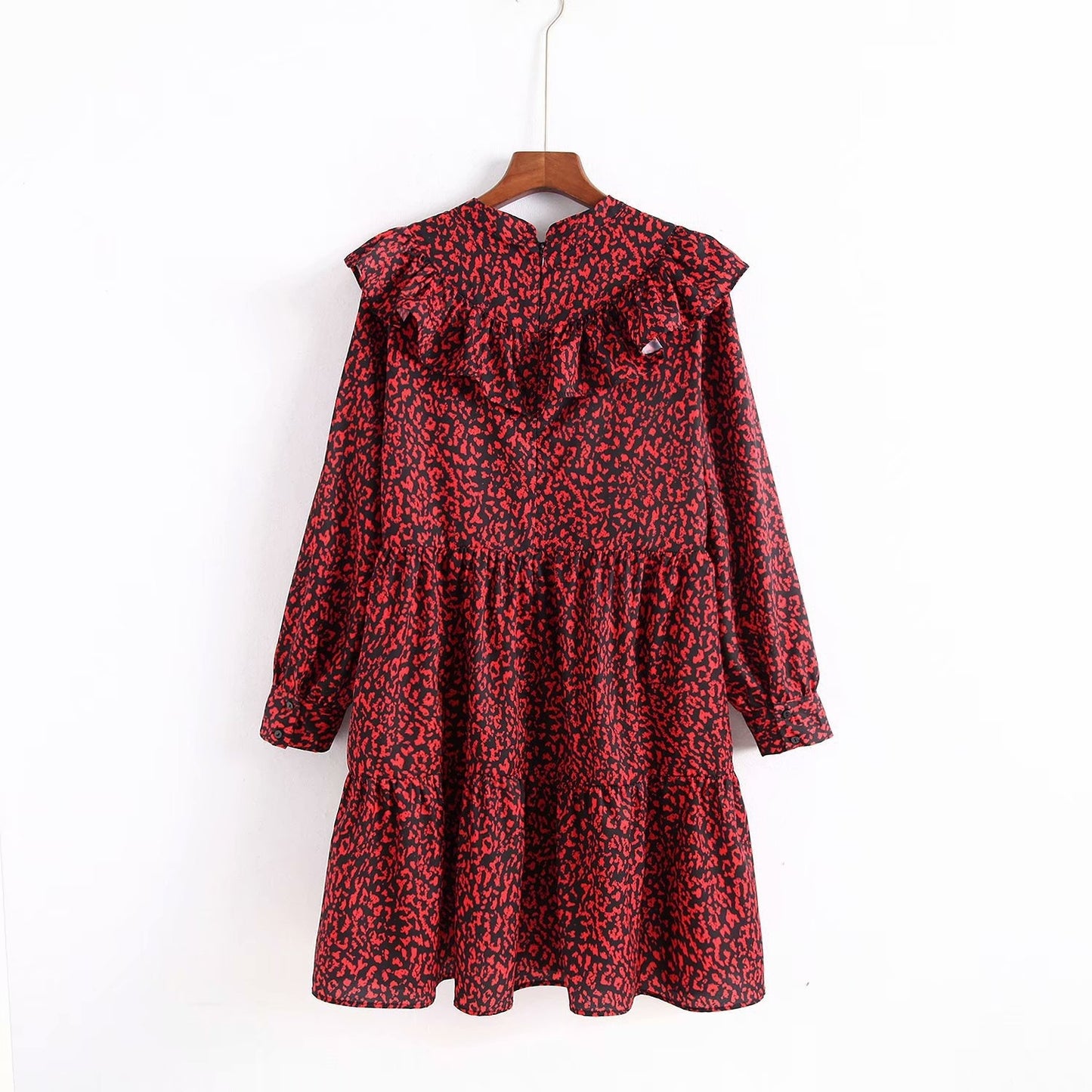 women vintage dress sweet ruffles long sleeve