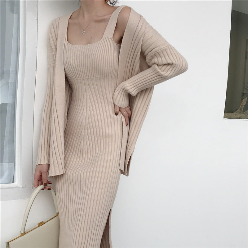 Vintage knitted suspenders bottoming dress