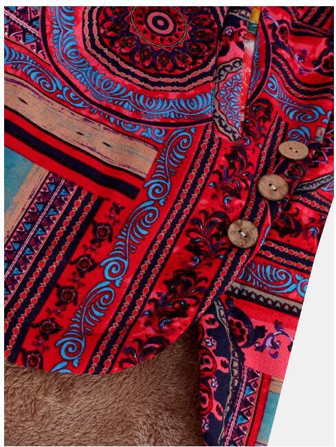 Women Winter Floral Printed Coat Vintage