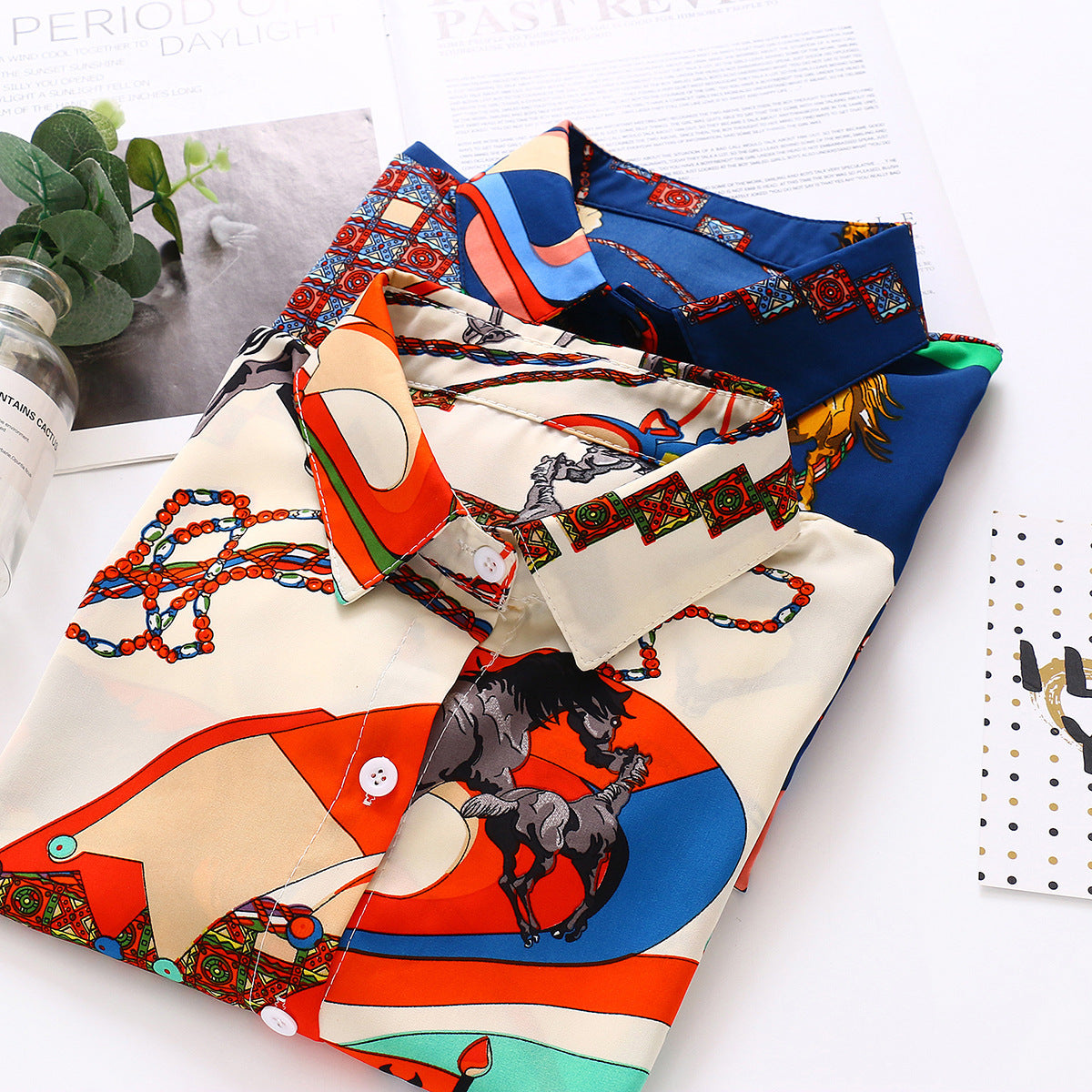 French vintage printed shirt with timeless patterns and elegant design, ideal for a stylish and classic look.
