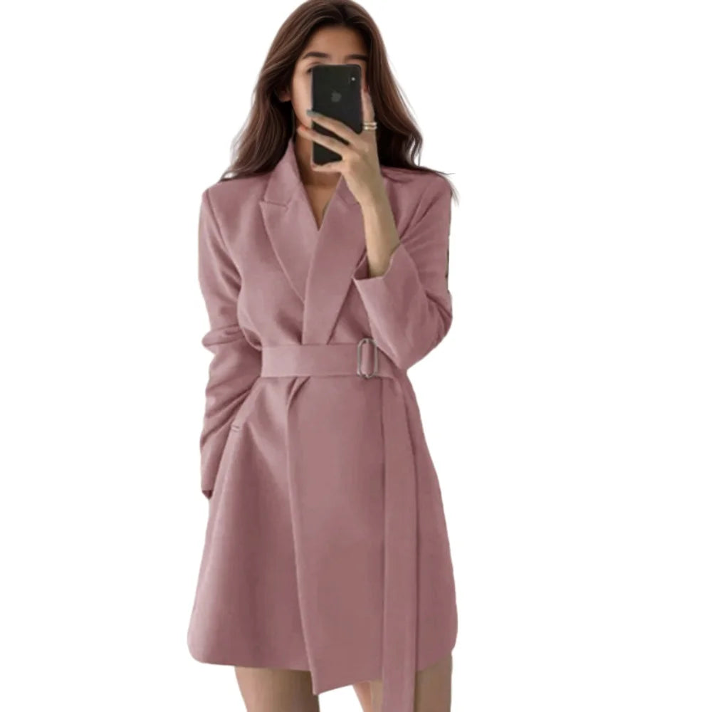 Bestseller Solid Color Retro Winter Long Coat with Belt for Women