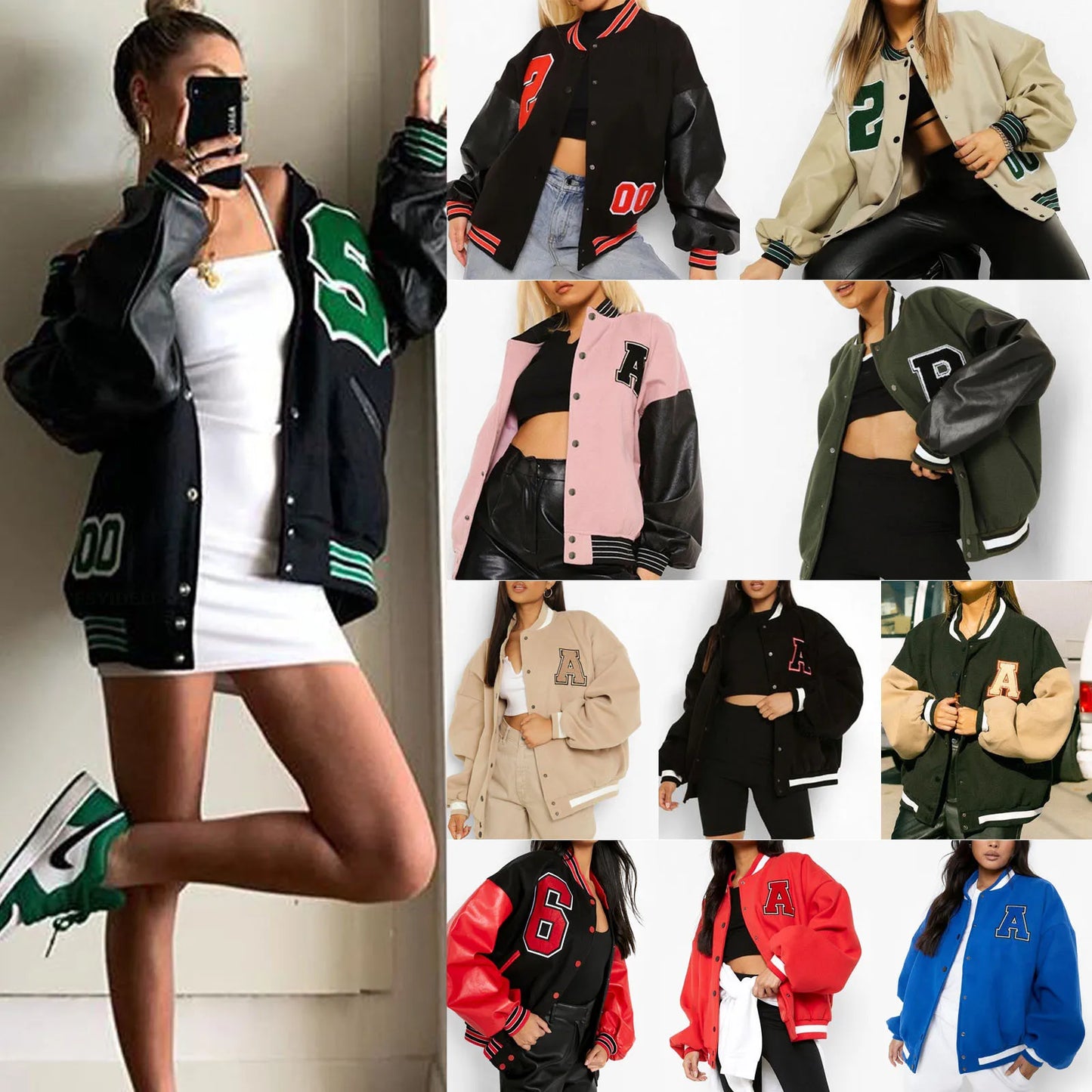 Spring Autumn Retro Baseball Bomber Jacket for Women