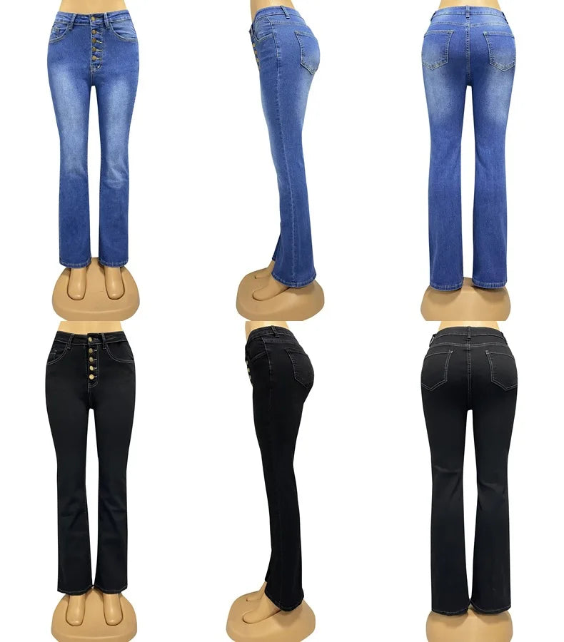 Retro High-Waisted Jeans Women Slim & Wide-Leg Pants