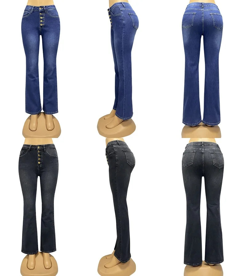 Retro High-Waisted Jeans Women Slim & Wide-Leg Pants
