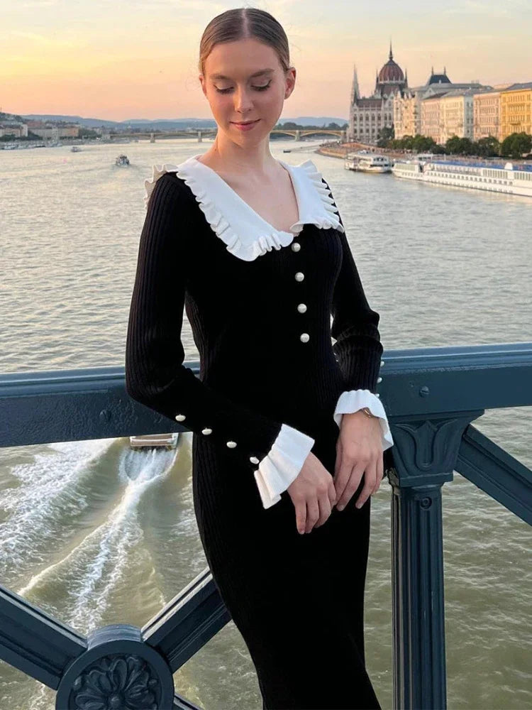 High Waist Ruffled Maxi Dress for Women - Vintage & Elegant
