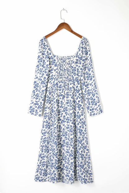 Women's French Vintage Fashion Print Long Dress – Elegant