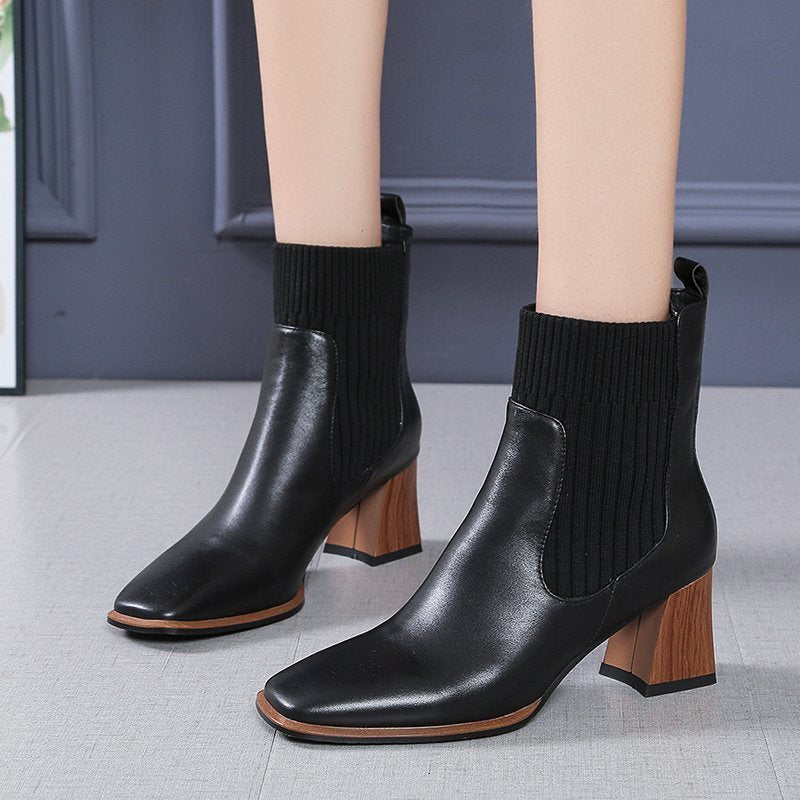 Vintage knitted mid-boots