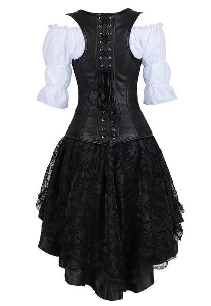 Gothic Leather Vintage Zip Amount Corset Set Of Three