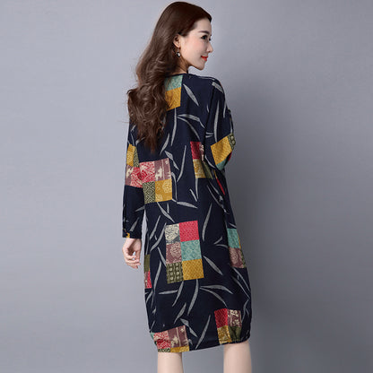 Vintage printed linen midi skirt