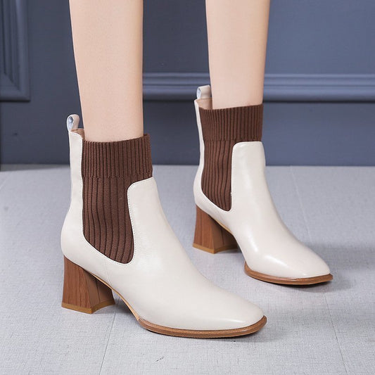 Vintage knitted mid-boots