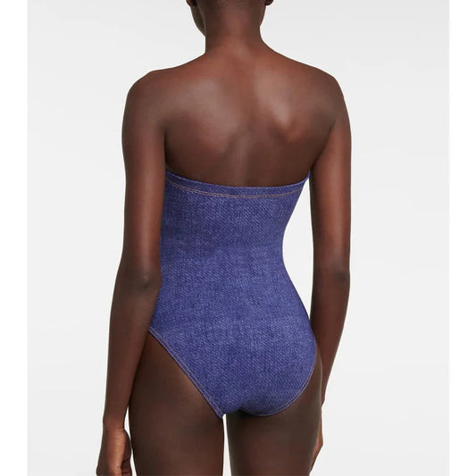 Denim One-piece Women's Swimwear Vintage Swimsuit Holiday Beach Dress