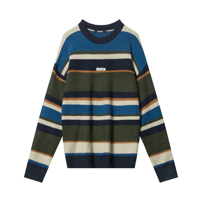 Vintage Stripe Sweater Loose And Idle Women