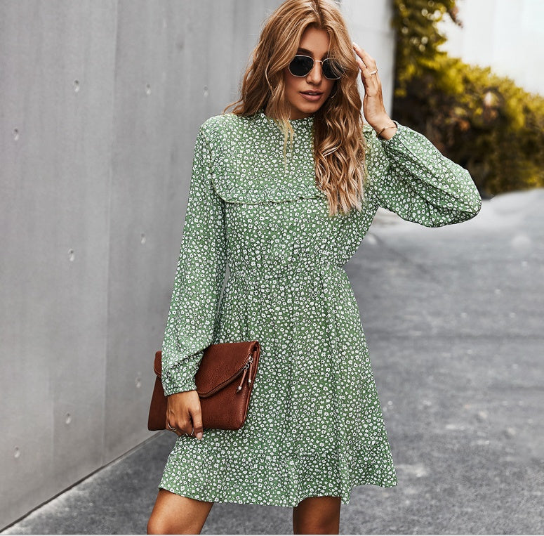 Autumn printed vintage women A-Line dress