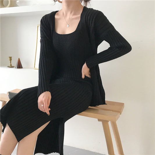 Vintage knitted suspenders bottoming dress