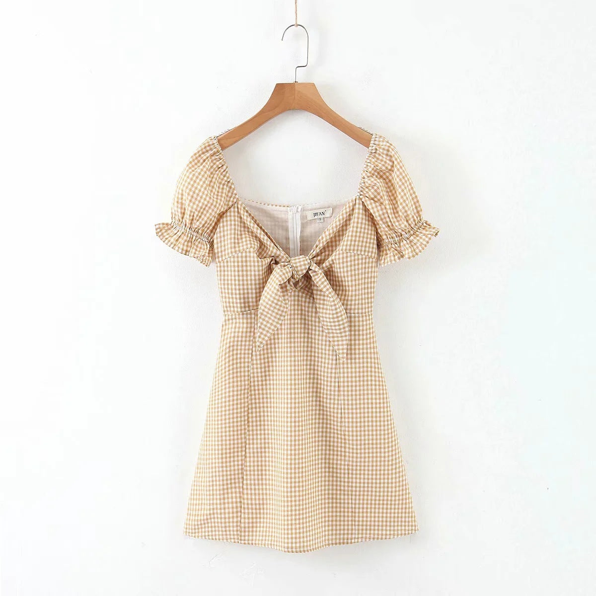 Vintage Bow Plaid Dress