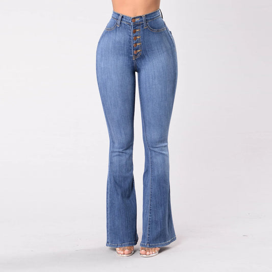 Retro High-Waisted Jeans Women Slim & Wide-Leg Pants