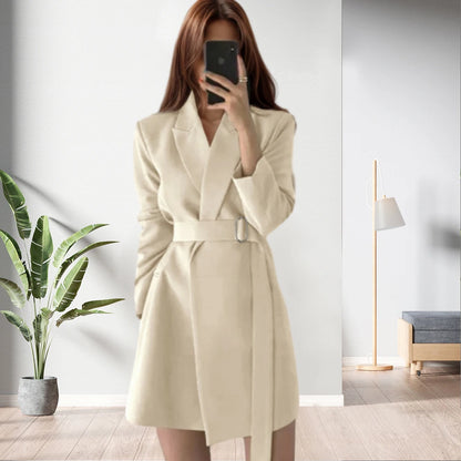 Bestseller Solid Color Retro Winter Long Coat with Belt for Women