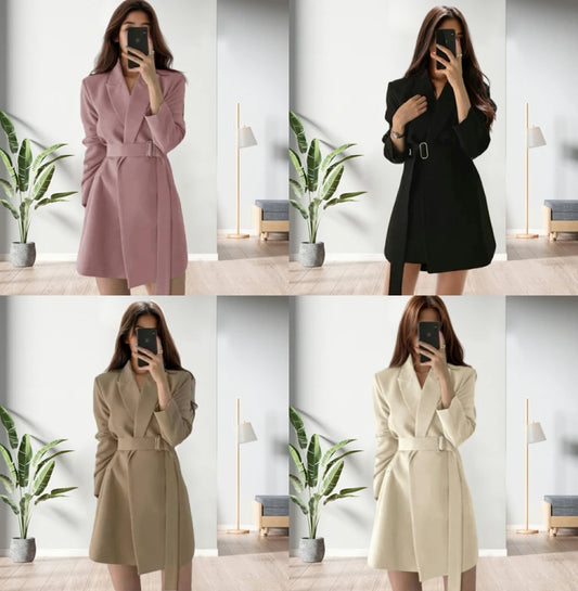 Bestseller Solid Color Retro Winter Long Coat with Belt for Women