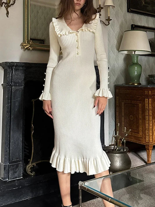 High Waist Ruffled Maxi Dress for Women - Vintage & Elegant