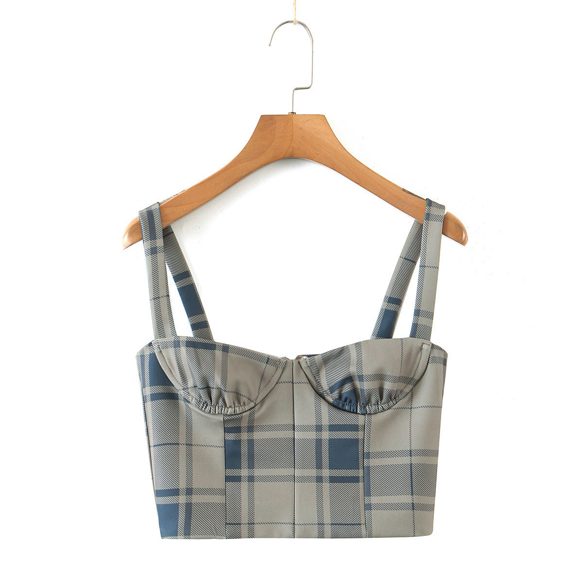 Vintage Plaid Small Sling Skirt Two Piece Set