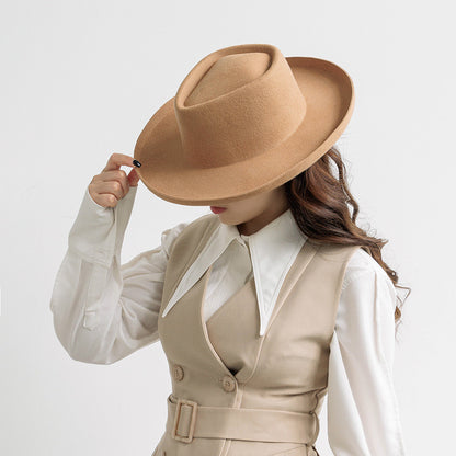 Simple Fashion Wool Top Hat – Vintage Curling Women's Felt Cap