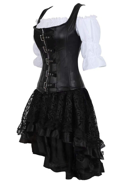 Gothic Leather Vintage Zip Amount Corset Set Of Three