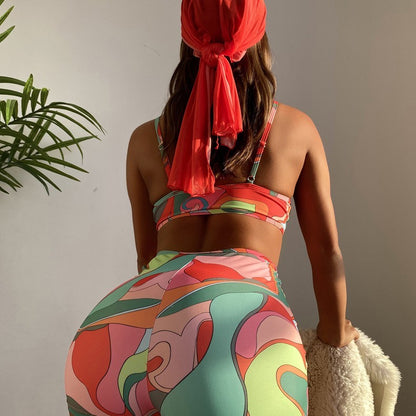 European And American Retro Printed One-piece Swimwear