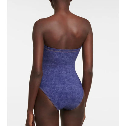 Denim One-piece Women's Swimwear Vintage Swimsuit Holiday Beach Dress