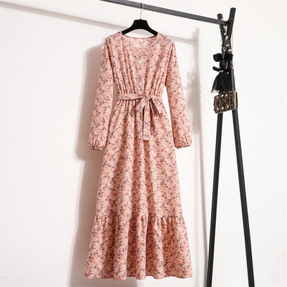 Vintage Floral Long Sleeve Dress Women